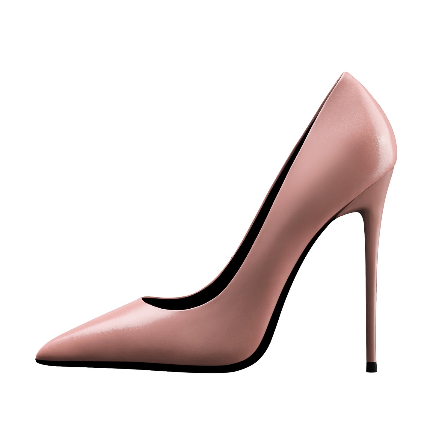 High Heel Pumps-Leather Pointed Toe Slip On Stilletto Shoes