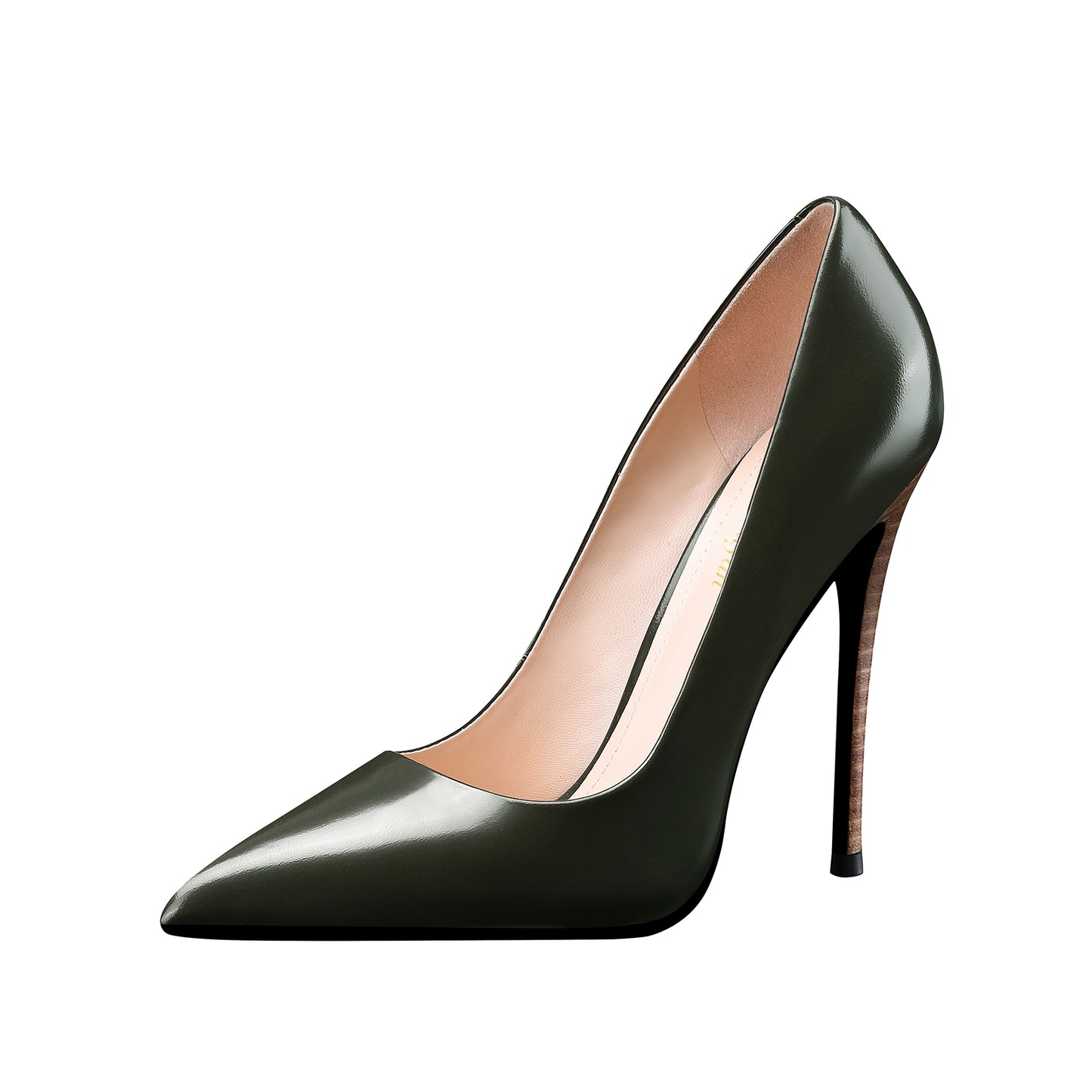 Slip-On Stiletto Pumps with Pointed Toe Leather High Heel