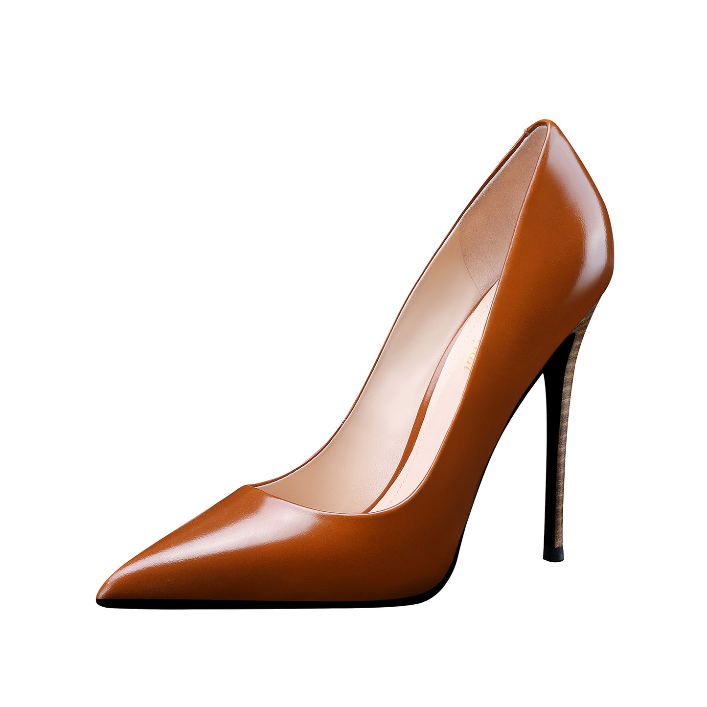 Slip-On Stiletto Pumps with Pointed Toe Leather High Heel