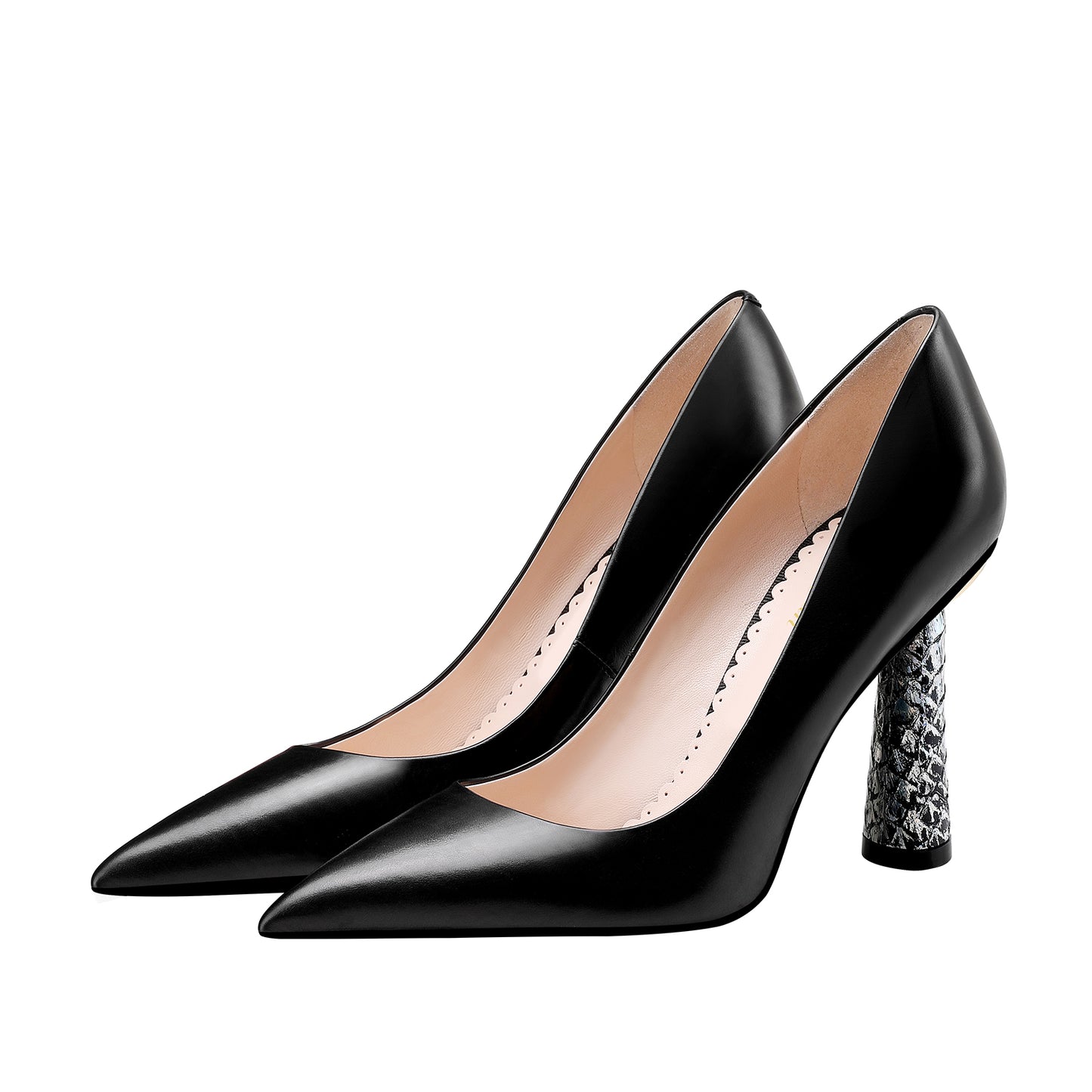 Leather Heels for Women: Pointed Toe Pumps Block High Heel