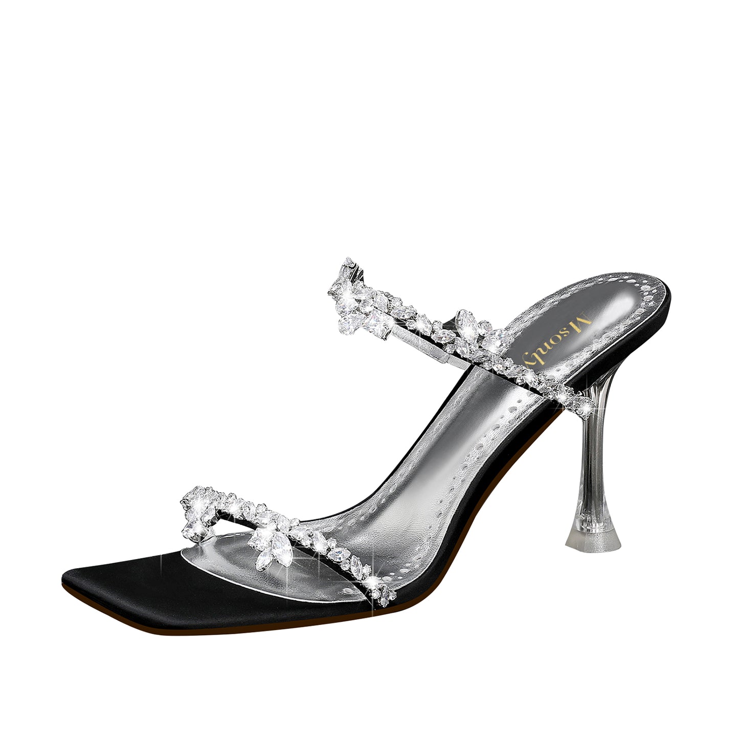 Women's Sexy Stiletto Open Toe Heeled Sandals with Soft Leather Strap and Square Mules