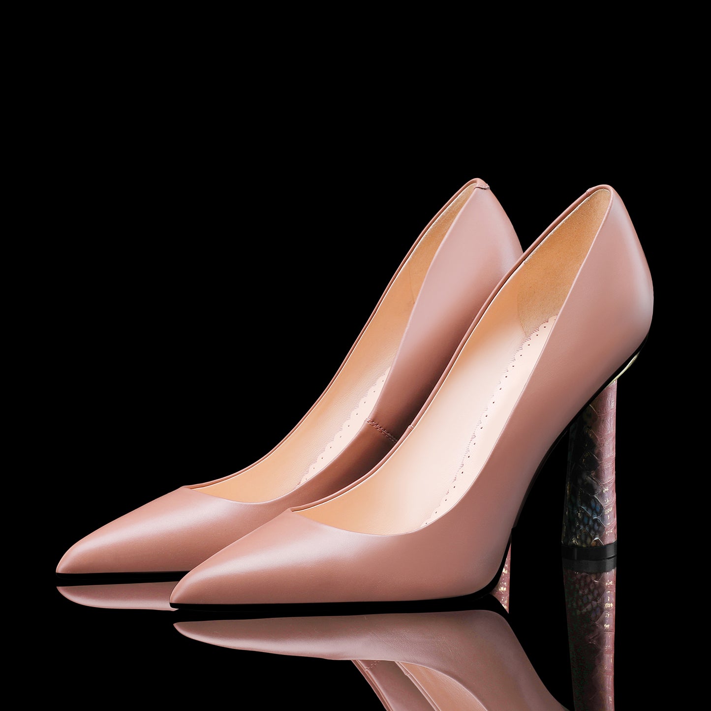 Leather Heels for Women: Pointed Toe Pumps Block High Heel