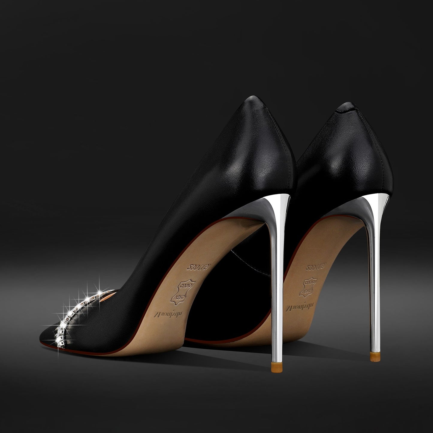 D'Orsay Black Stiletto High Heel Pumps for Women - Pointed Toe Leather Shoes