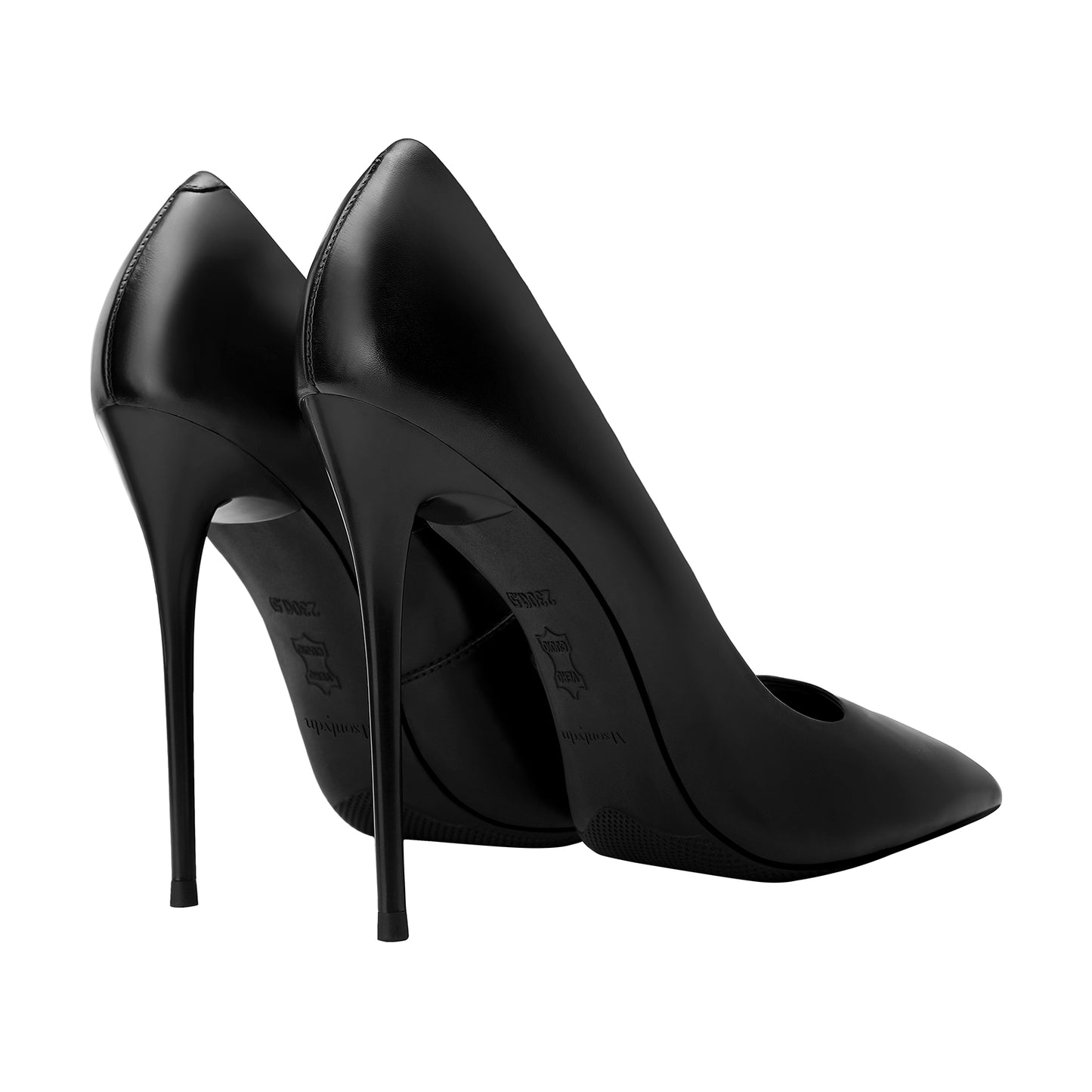 High Heel Pumps-Leather Pointed Toe Slip On Stilletto Shoes