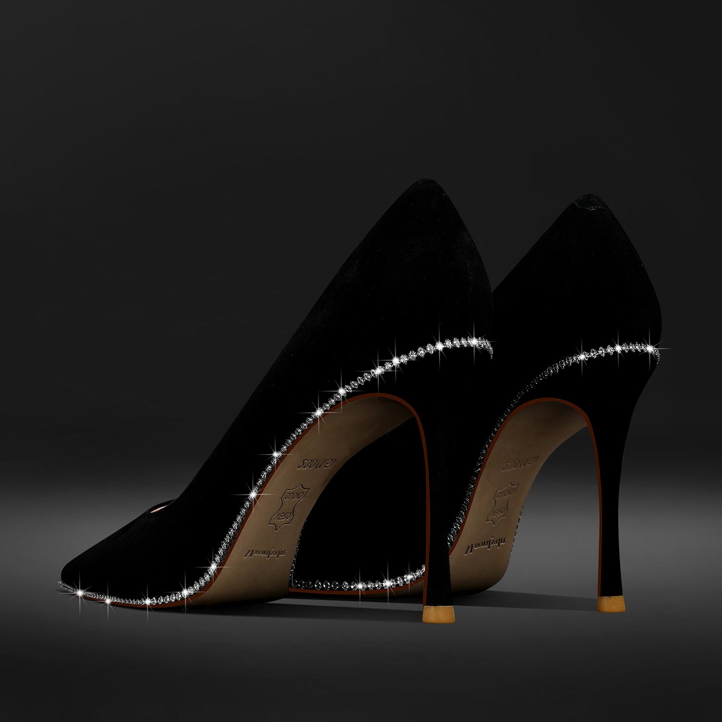 High Heels Business Black Women Patent Heels Pointed Toe Suede Pumps Leather Heels Diamond