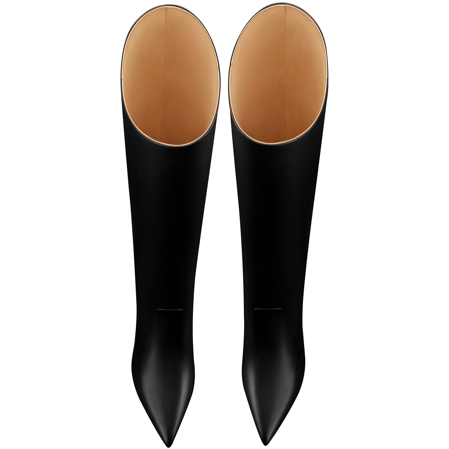 High Heels Leather Boots, Pointed Toe Pull On High Boots Chunky