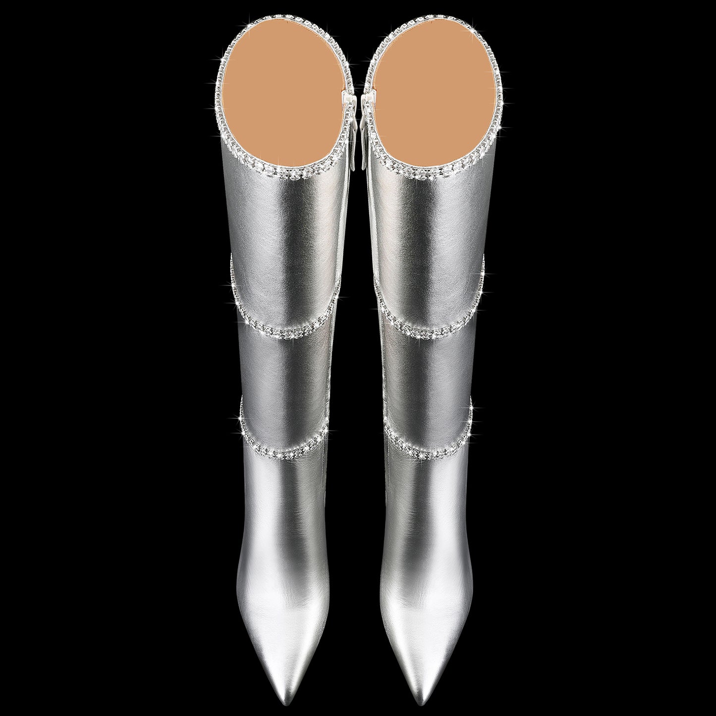 High Heel Knee Leather Boots, Sexy Pointed Toe Stilettos